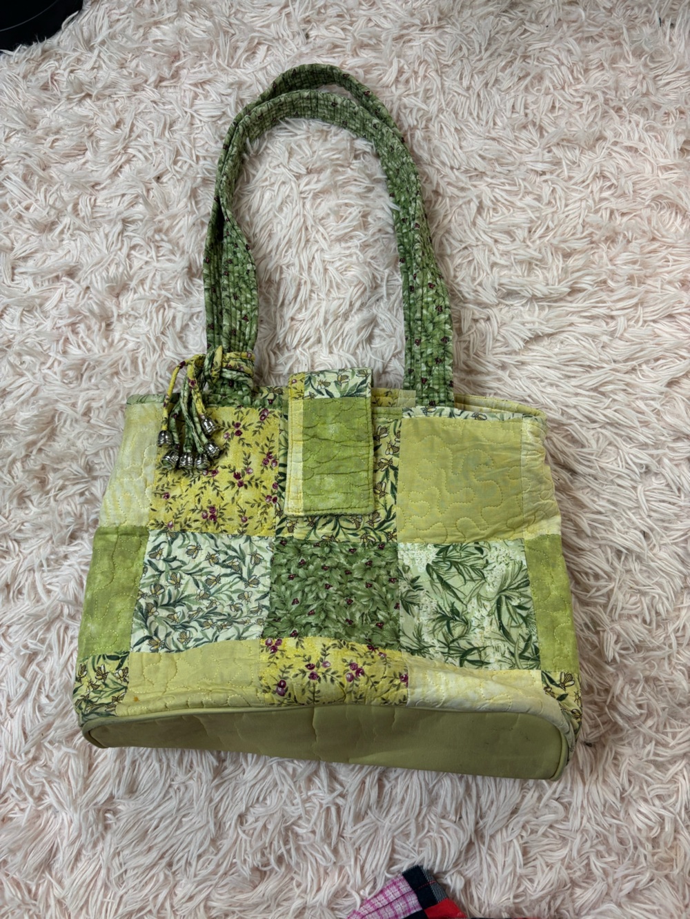 Quilted Patchwork Tote Bag in Green